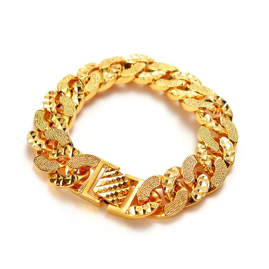 Gold Bracelet
24K Light Luxury Fashion Men's Wrist Chain - dadalovestore