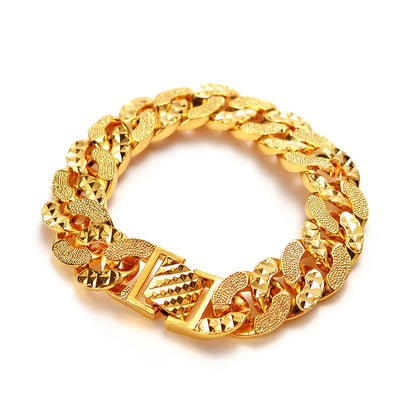 Gold Bracelet 
24K Light Luxury Fashion Men's Wrist Chain - dadalovestore