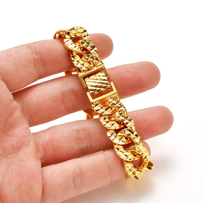 Gold Bracelet 
24K Light Luxury Fashion Men's Wrist Chain - dadalovestore